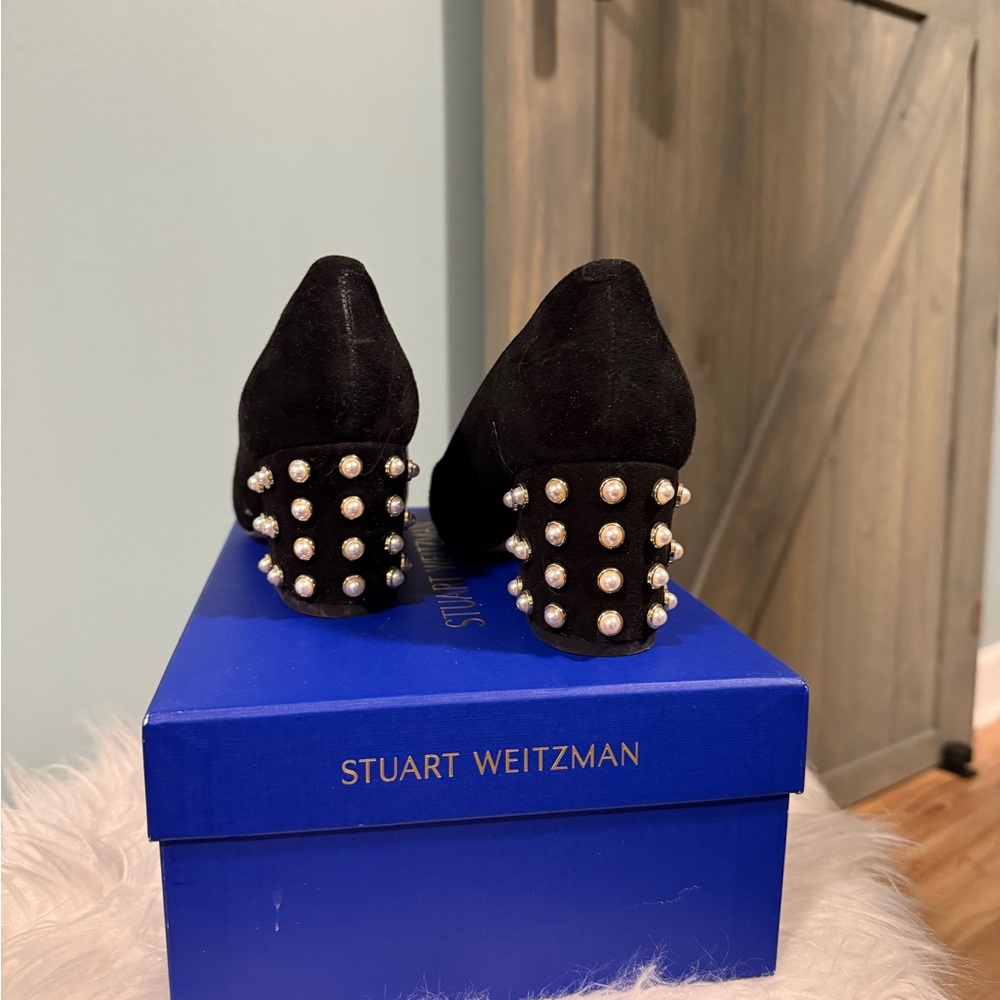 Stuart Weitzman Black Heels with Pearl Accents - Picture 3 of 6